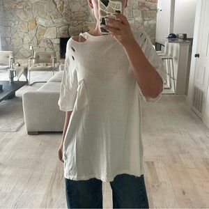 We The Free White Distressed Short Sleeve Tee